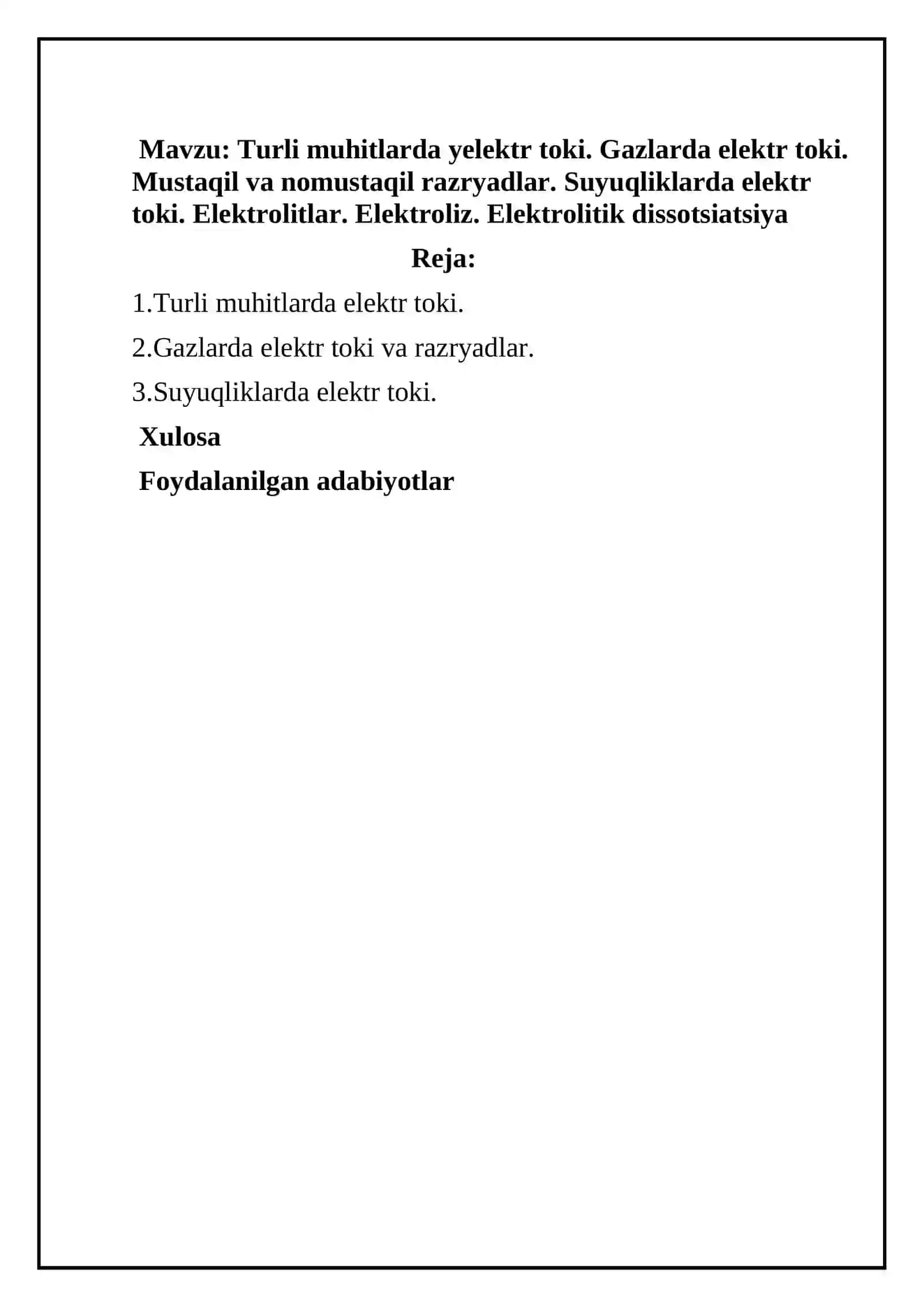 Turli muhitlarda yelektr toki. Gazlarda elektr toki 2