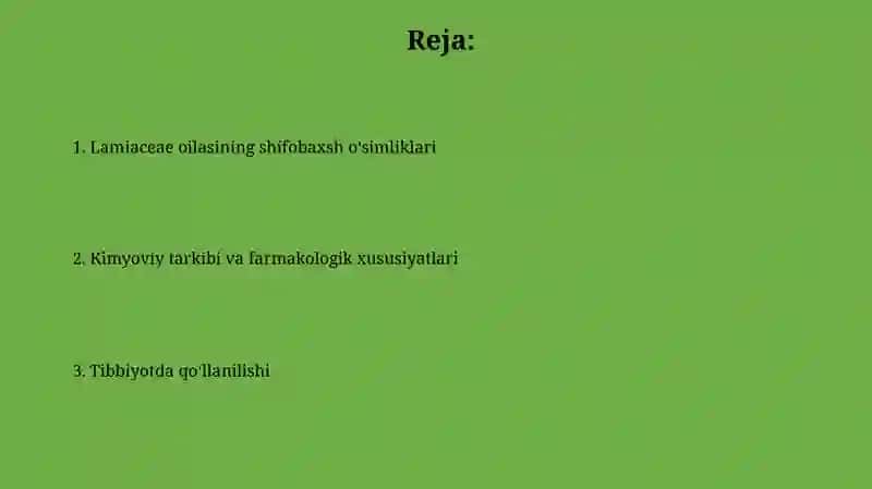 Lamiaceae oilasining dorivor o'simliklari 2