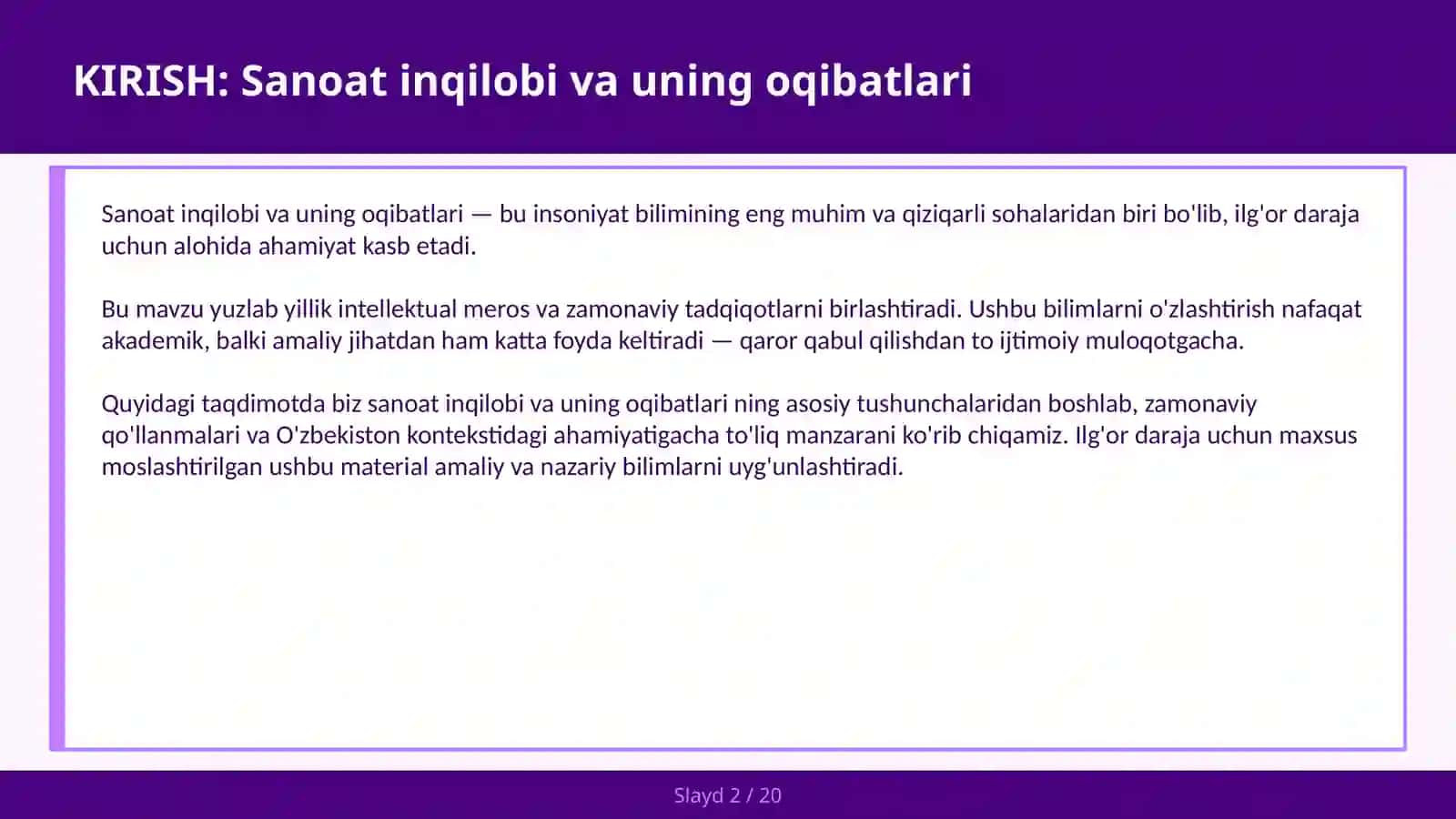 Sanoat Inqilobi va uning Oqibatlari 2
