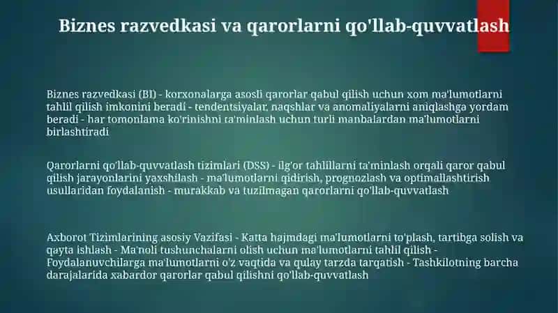 Biznes razvedkasi (BI) 2