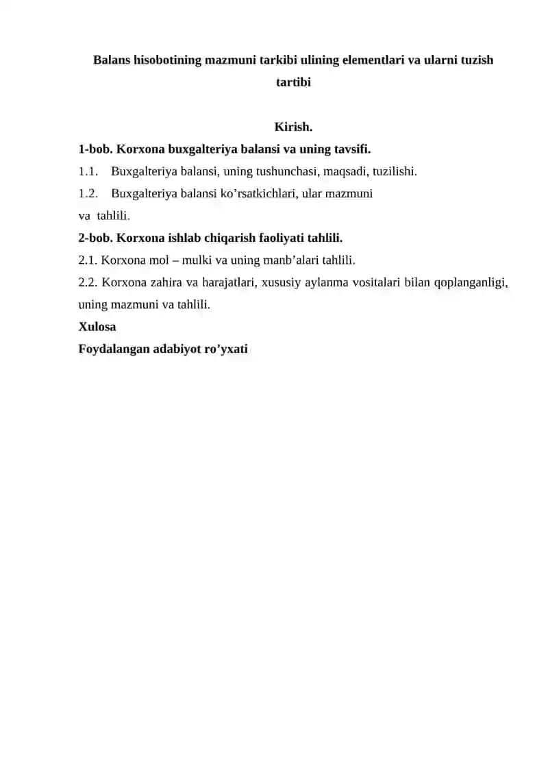 Balans hisoboti 2