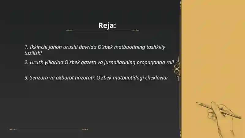 Ikkinchi Jahon urushi davrida O'zbek matbuoti 2