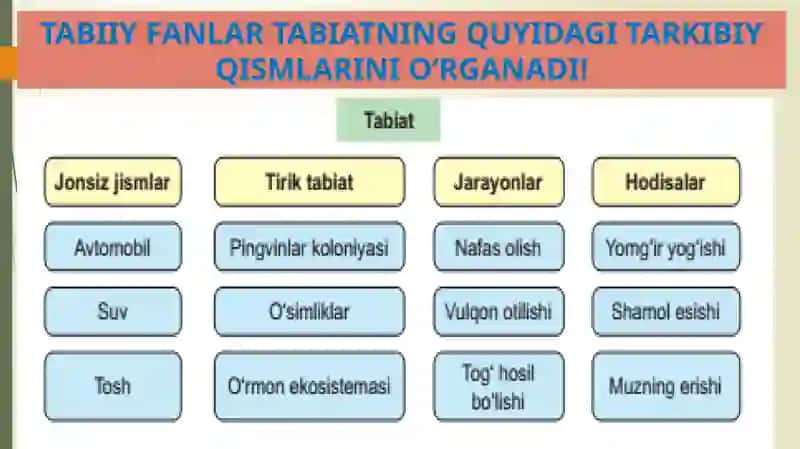 TABIIY FANLARNING TADQIQOT OBYEKTI 2