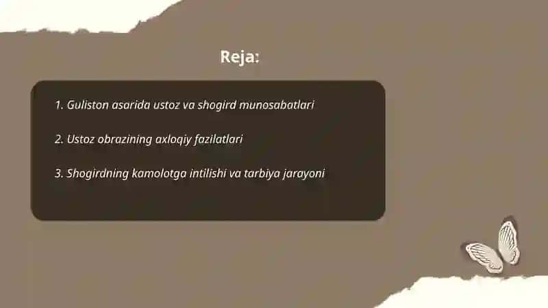 Guliston asarida ustoz va shogird munosabatlari 2