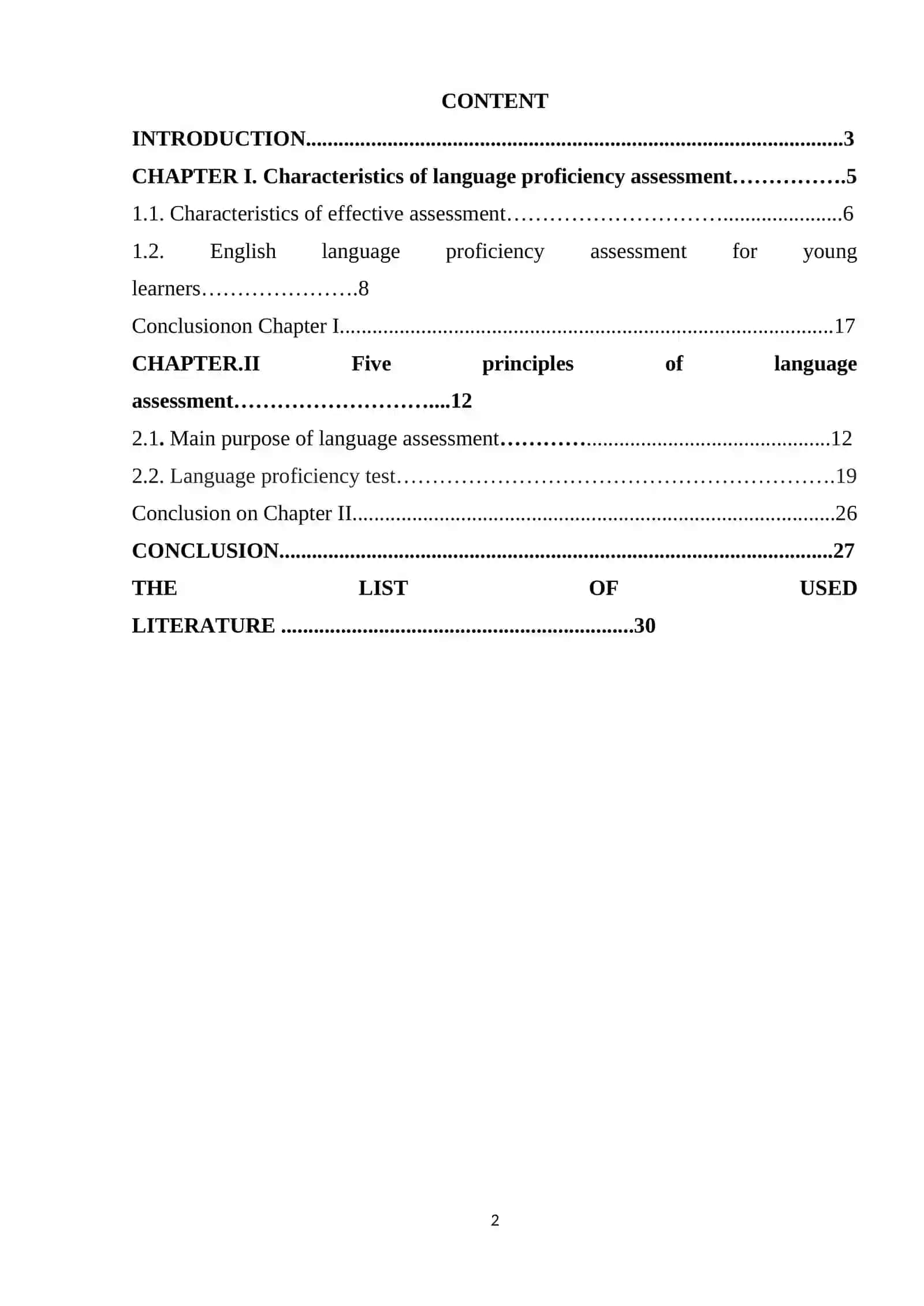 CHARACTERISTICS OF LANGUAGE PROFICIENCY ASSESSMENT 2