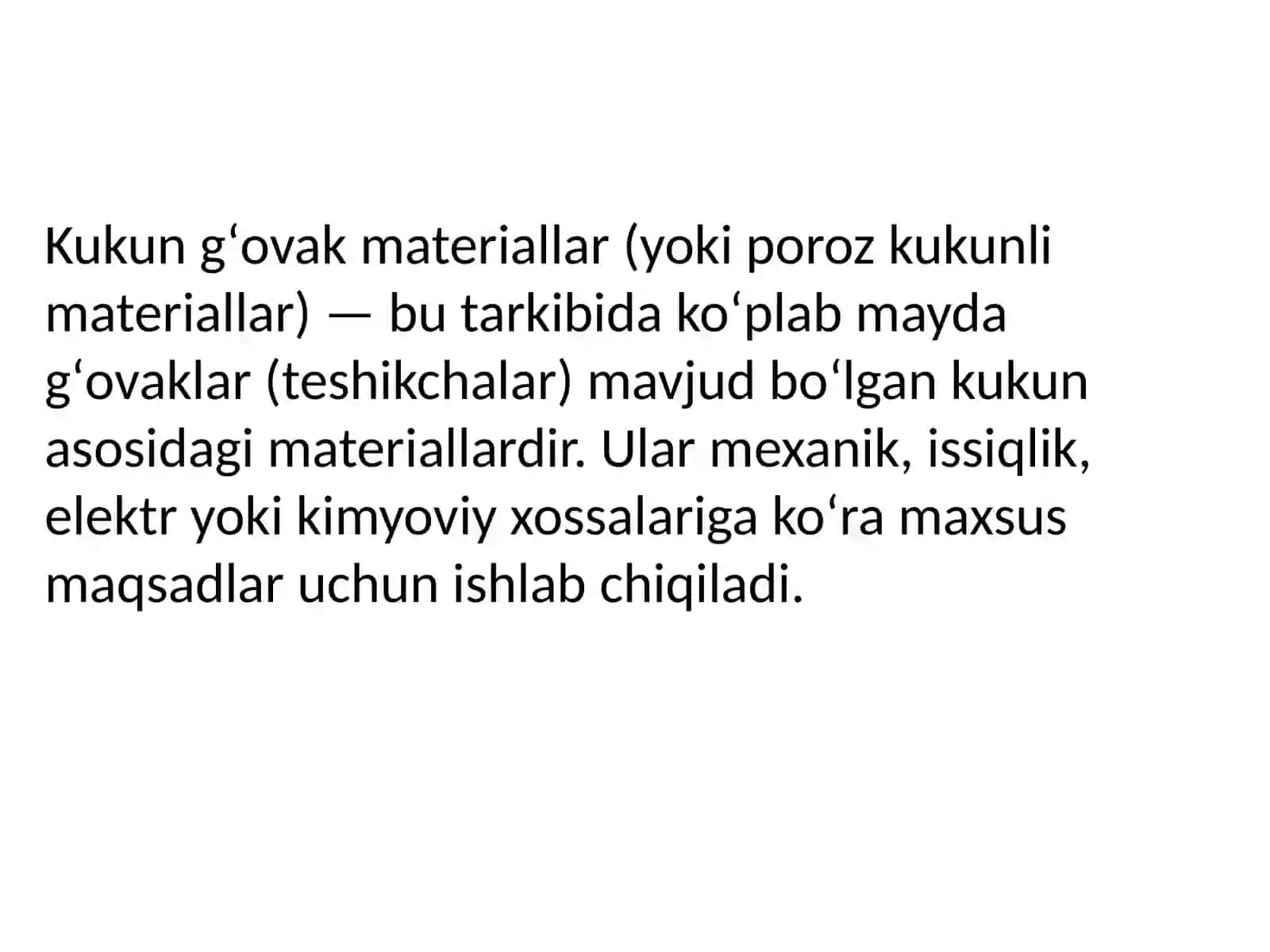 Kukun gʻovak materiallar 2
