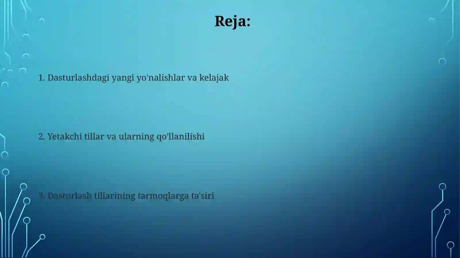 Dasturlashtillariningbugungikundagioʻrni 2