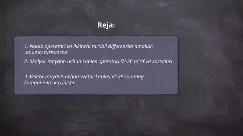 Vektor maydonidagi ikkinchi tartibli amallar 2