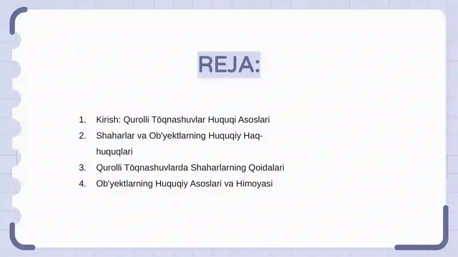 Qurolli Tōqnashuvlar Huquqi Asoslari 2