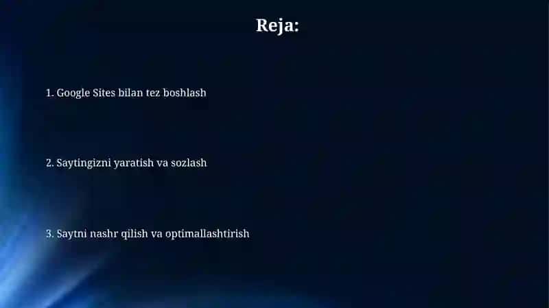 Google Sites yordamida sayt yaratish 2