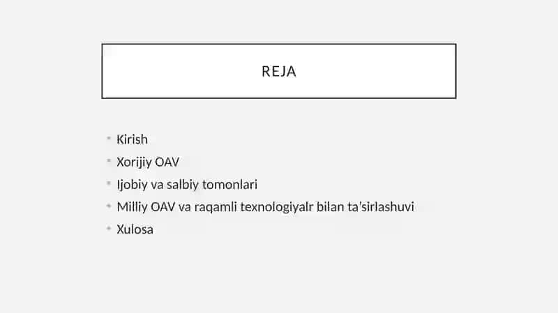 Xorijiy OAVning media makondagi oʻrni 2