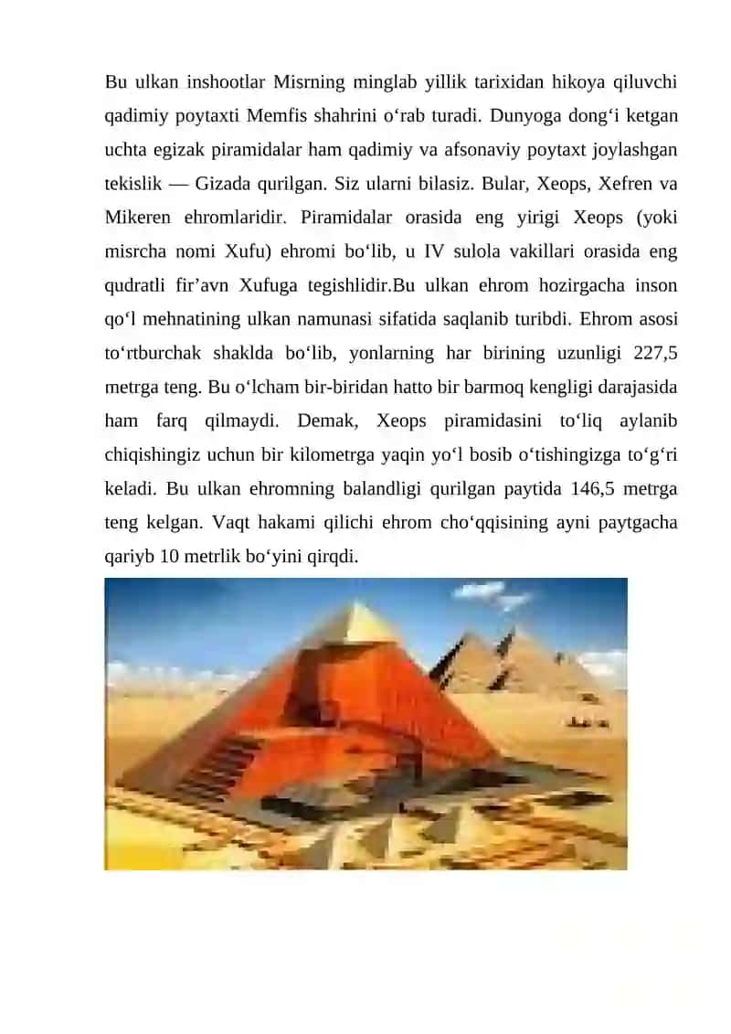Qadimiy Nil vodiysi va Misr poytaxti 2