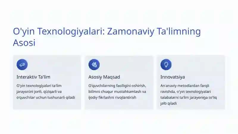Pedagogikada O'yin Texnologiyalari 2