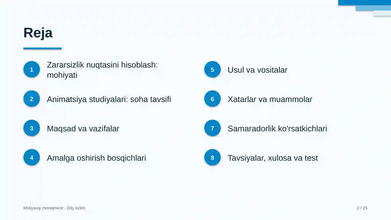 Animatsiya studiyalarida zararsizlik nuqtasini hisoblash 2