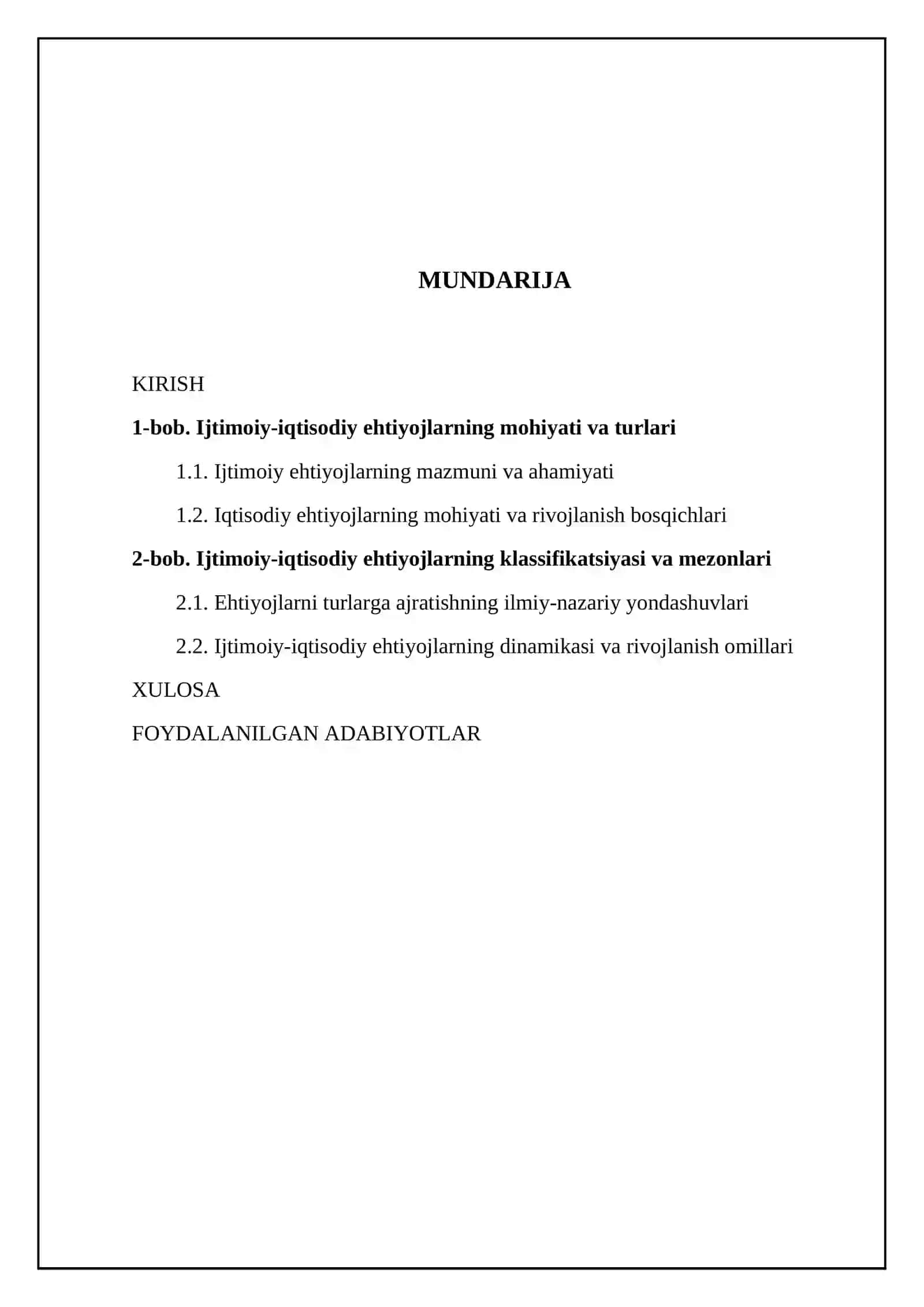 Ijtimoiy-iqtisodiy ehtiyojlarning mazmuni va ularning turkumlanishi 2