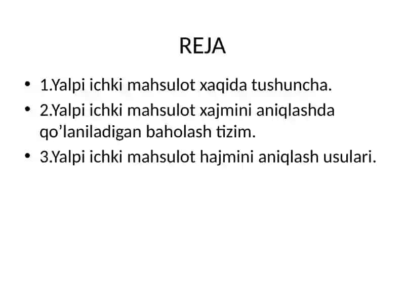 YALPI ICHKI MAHSULOTLAR STATISTIKASI 2