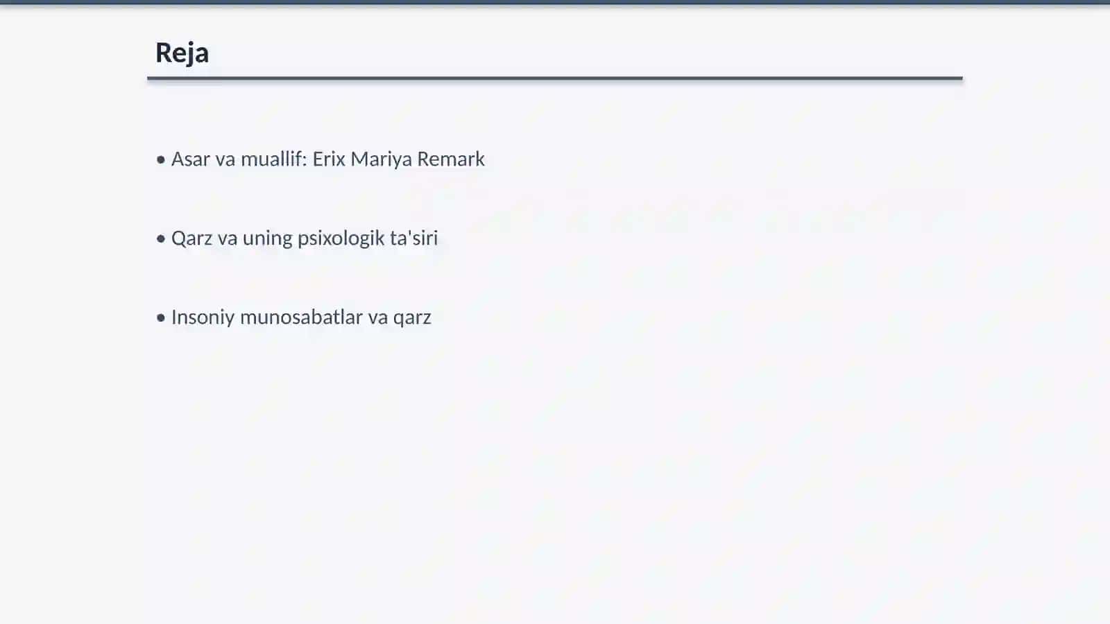 Erix Mariya Remarkning Qarzga olingan umr asari mavzusi 2