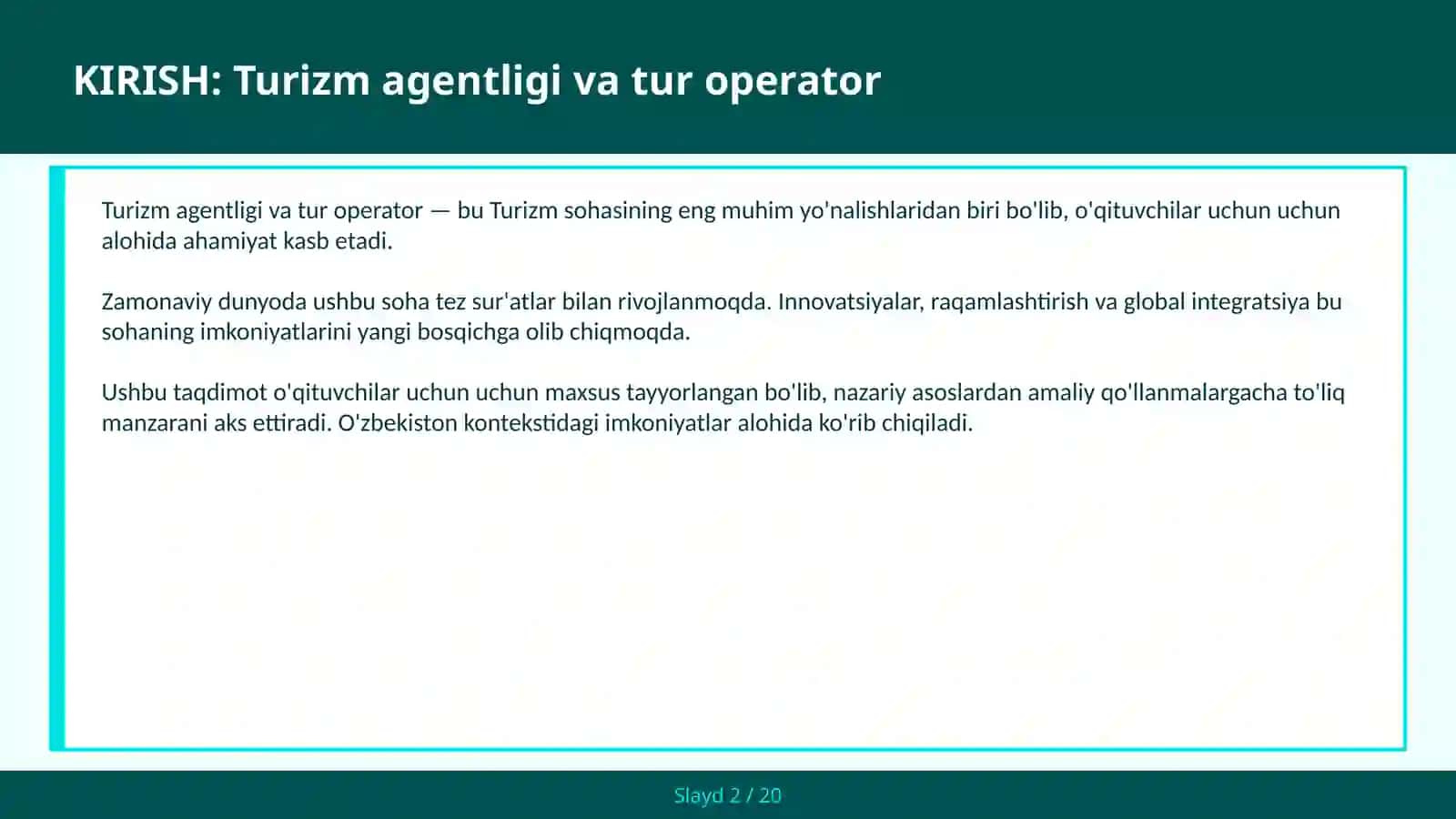Turizm agentligi va tur operator 2