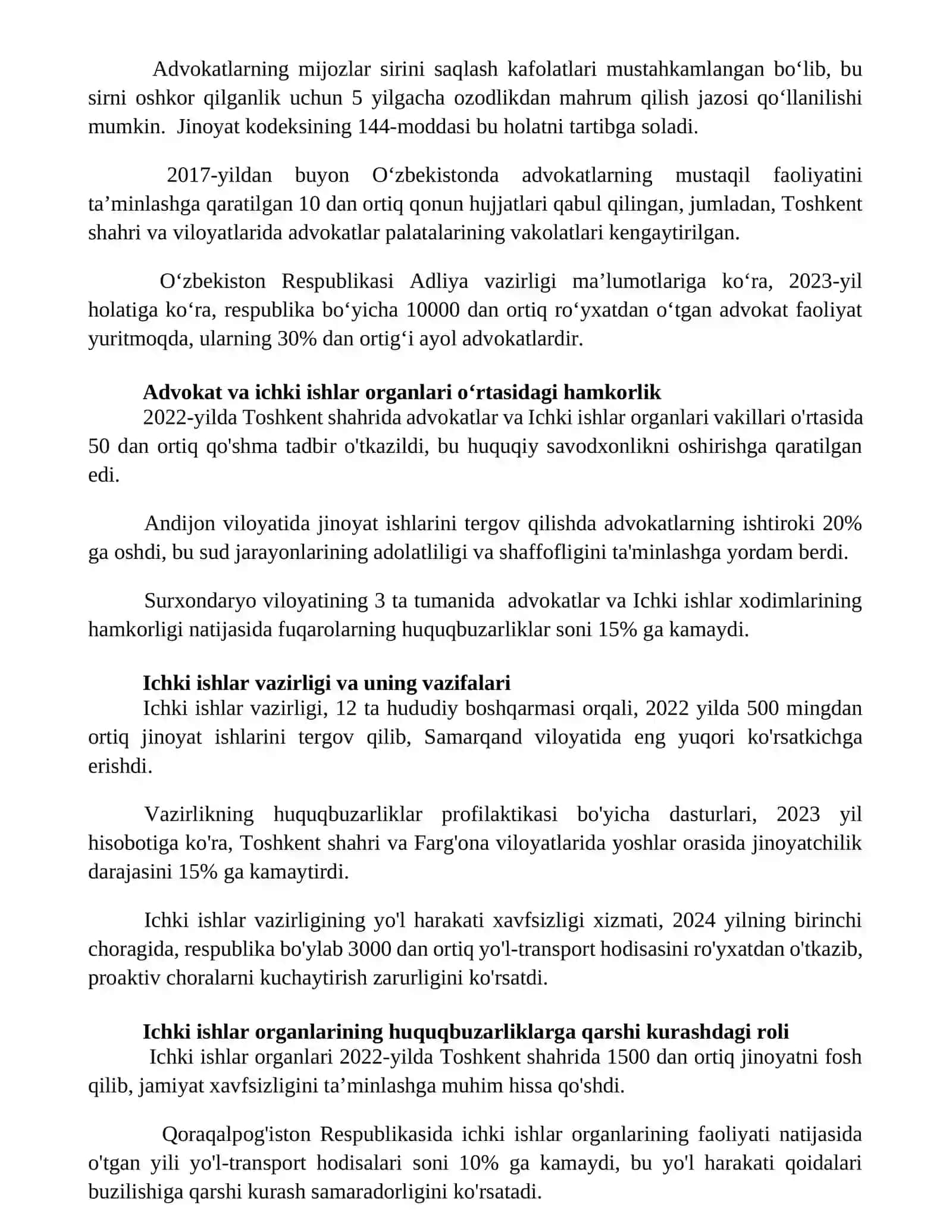 Advokatura va ichki ishlar 2