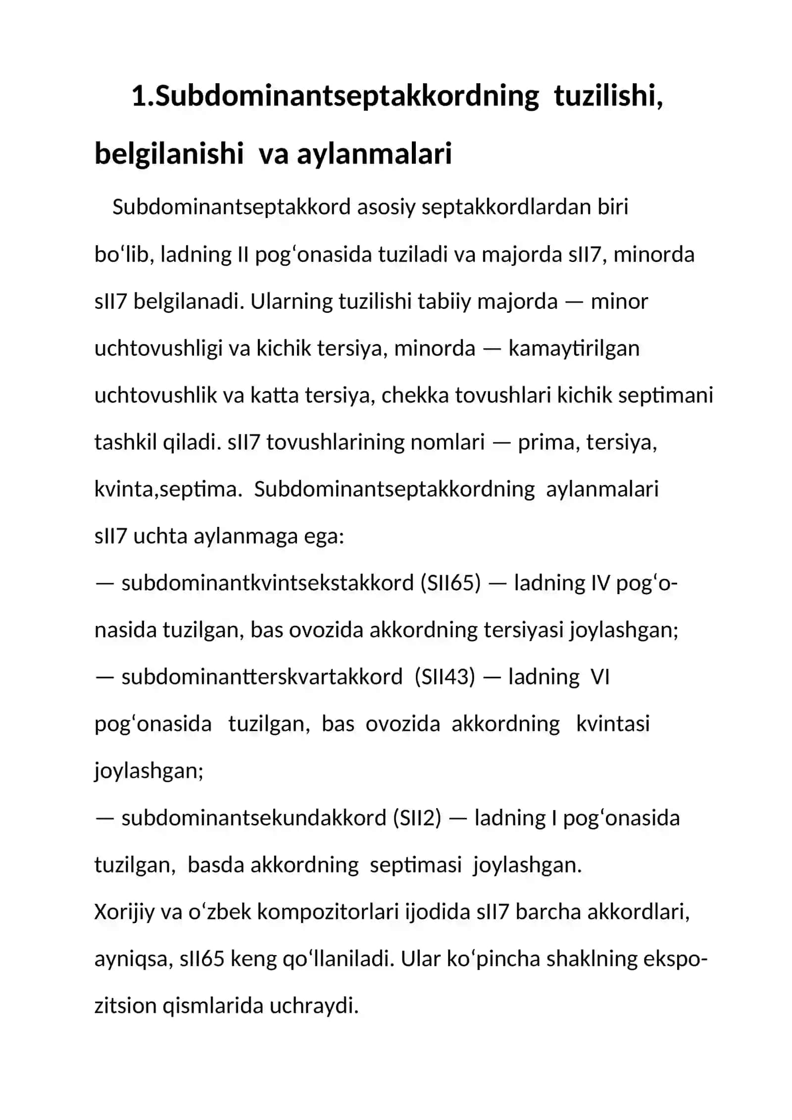 SUBDOMINANT SEPTAKKORD strukturasi 2