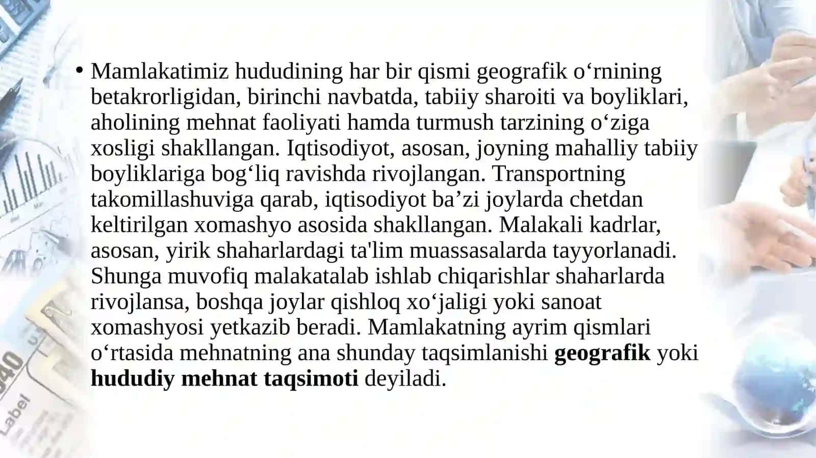 O‘zbekiston iqtisodiyotini hududiy tashkil etish 2