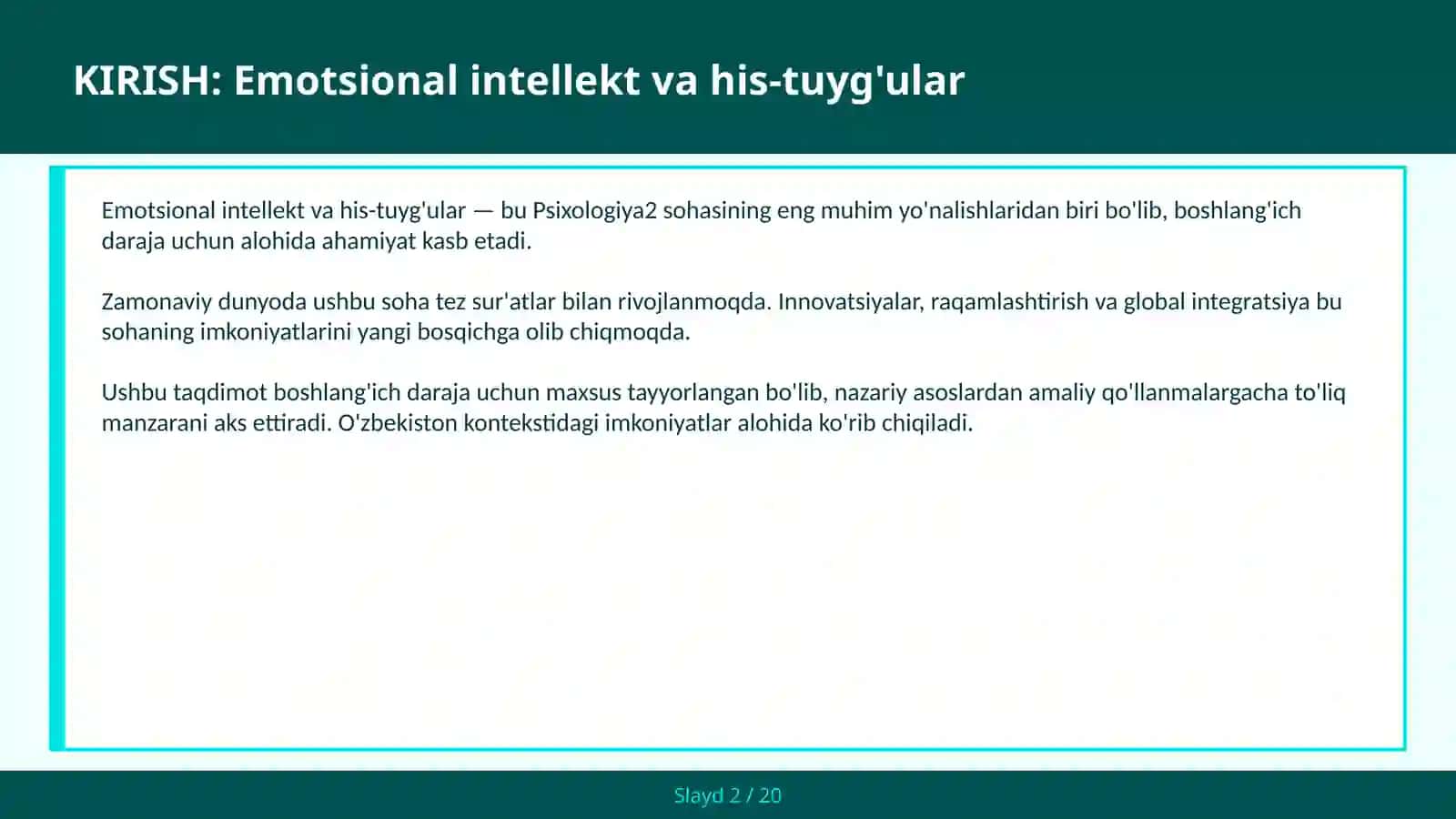 Emotsional intellekt va his-tuyg'ular 2