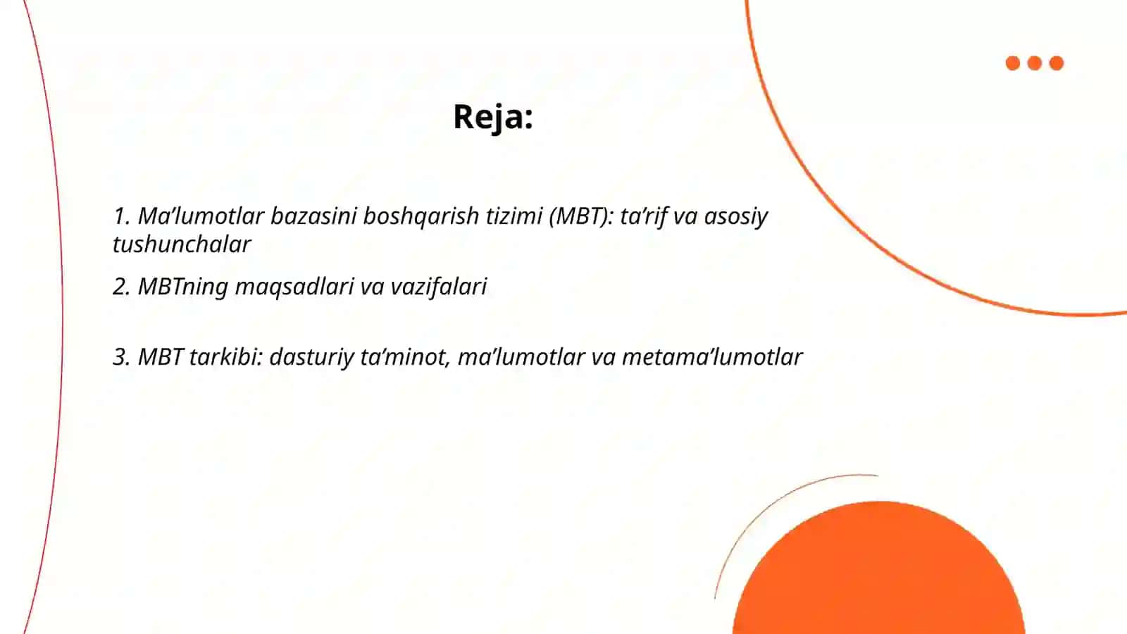 Ma’lumotlar bazasini boshqarish tizimlari, ularning maqsadi, tarkibi va funktsiyalari 2