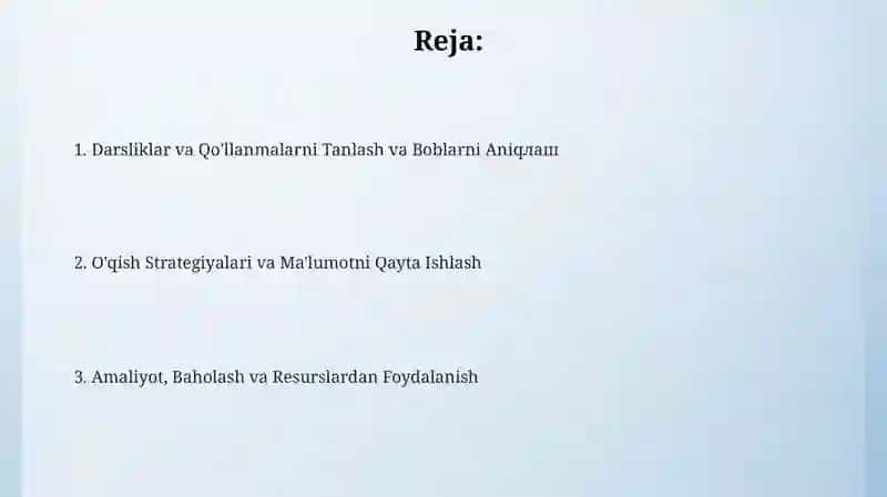 Darslik va qoʻllanmalarni tanlash va mavzularni aniqlash 2
