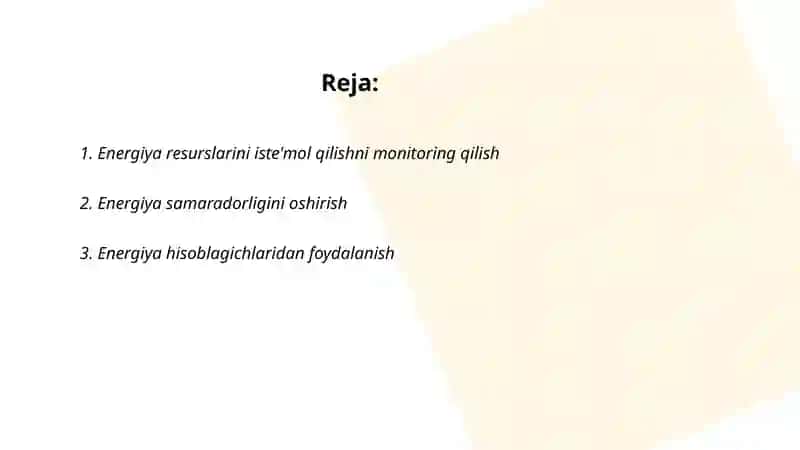 Energiya resurslarini iste'mol qilishni hisobga olish rostlash 2