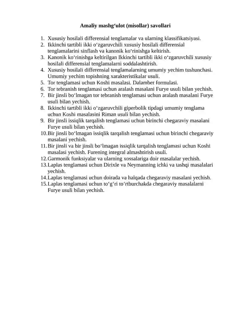 MATEMATIK FIZIKA TENGLAMALARI 2