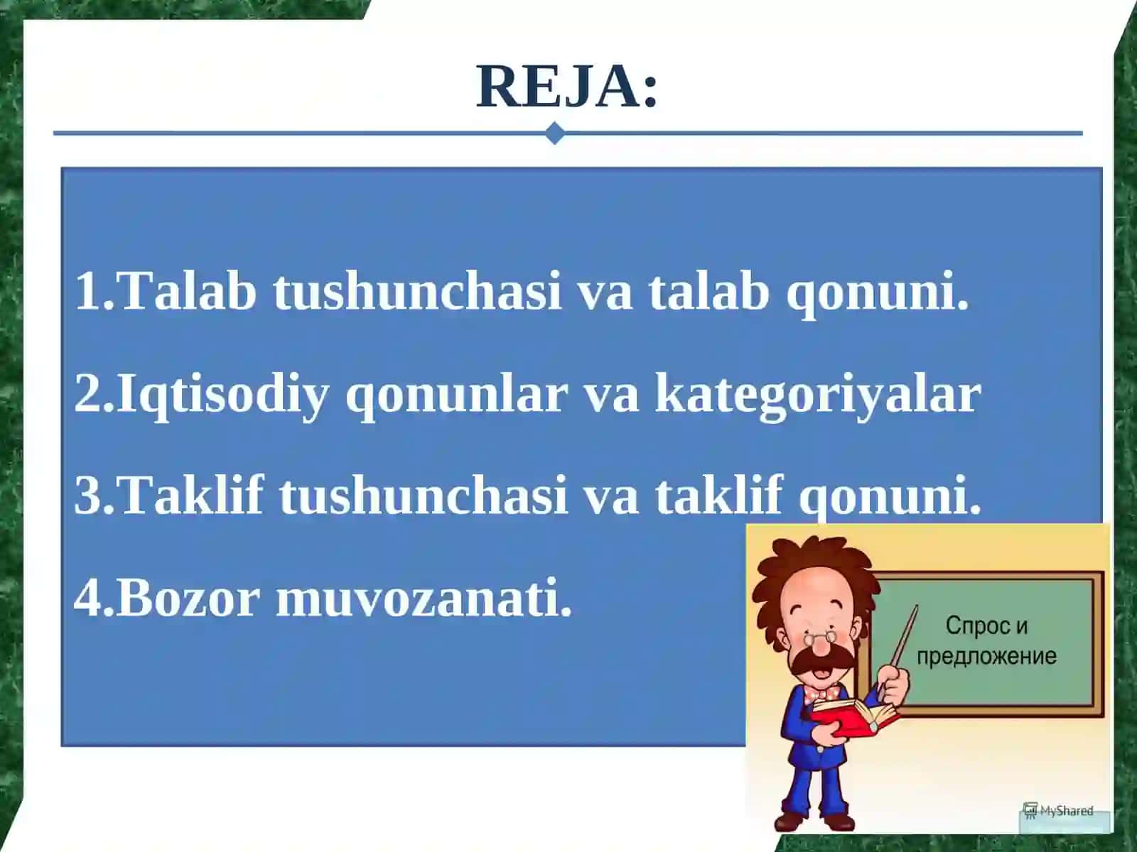 TALAB, TAKLIF VA BOZOR MUVOZANATI 2