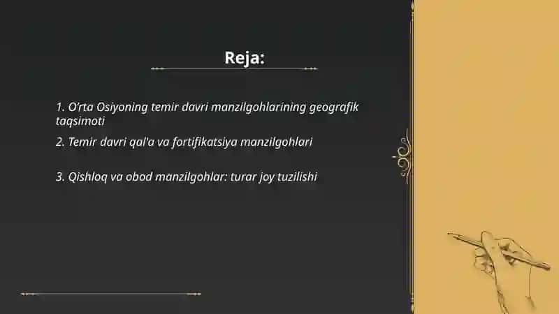 O’rta Osiyoning temir davri manzilgohlari 2