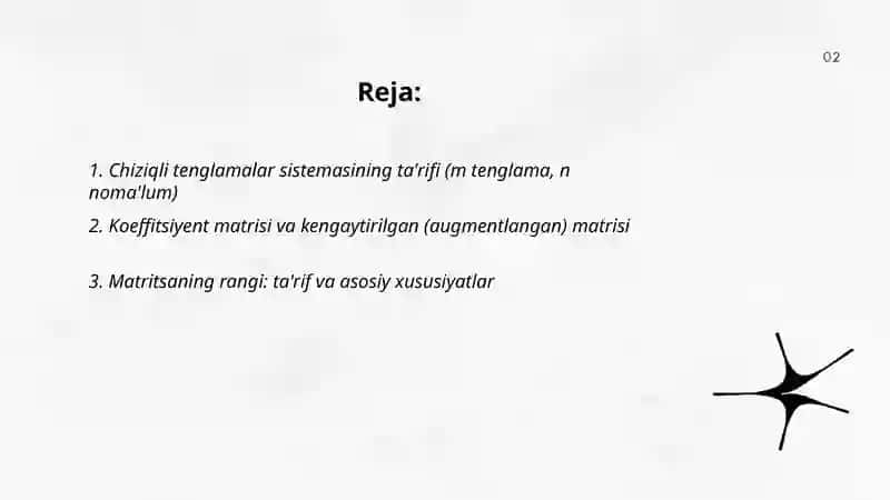 Chiziqli tenglamalar sistemasining ta'rifi 2