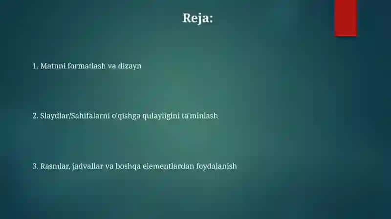 Sahifa/slayd izchilligini taʼminlash 2