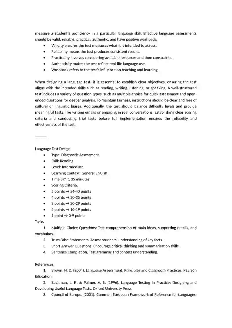 Principles of Language Assessment and Test Design 2