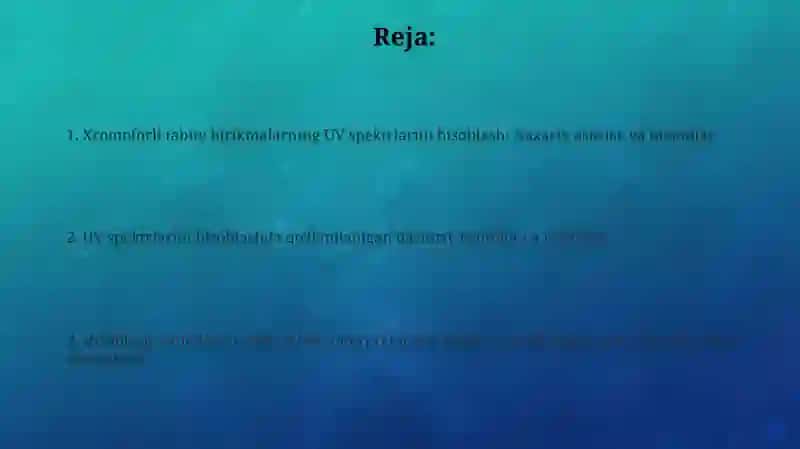 UV spektrlarini hisoblash: Nazariy asoslar va metodlar 2