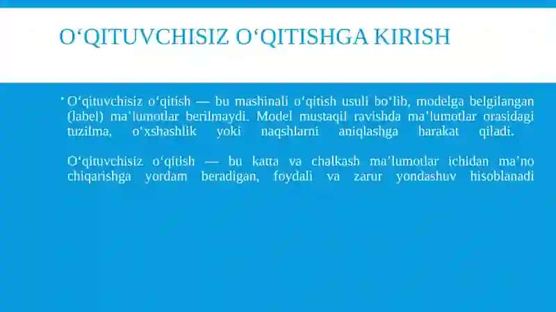 O‘qituvchisizo‘qitish. K-Means Clustering 2