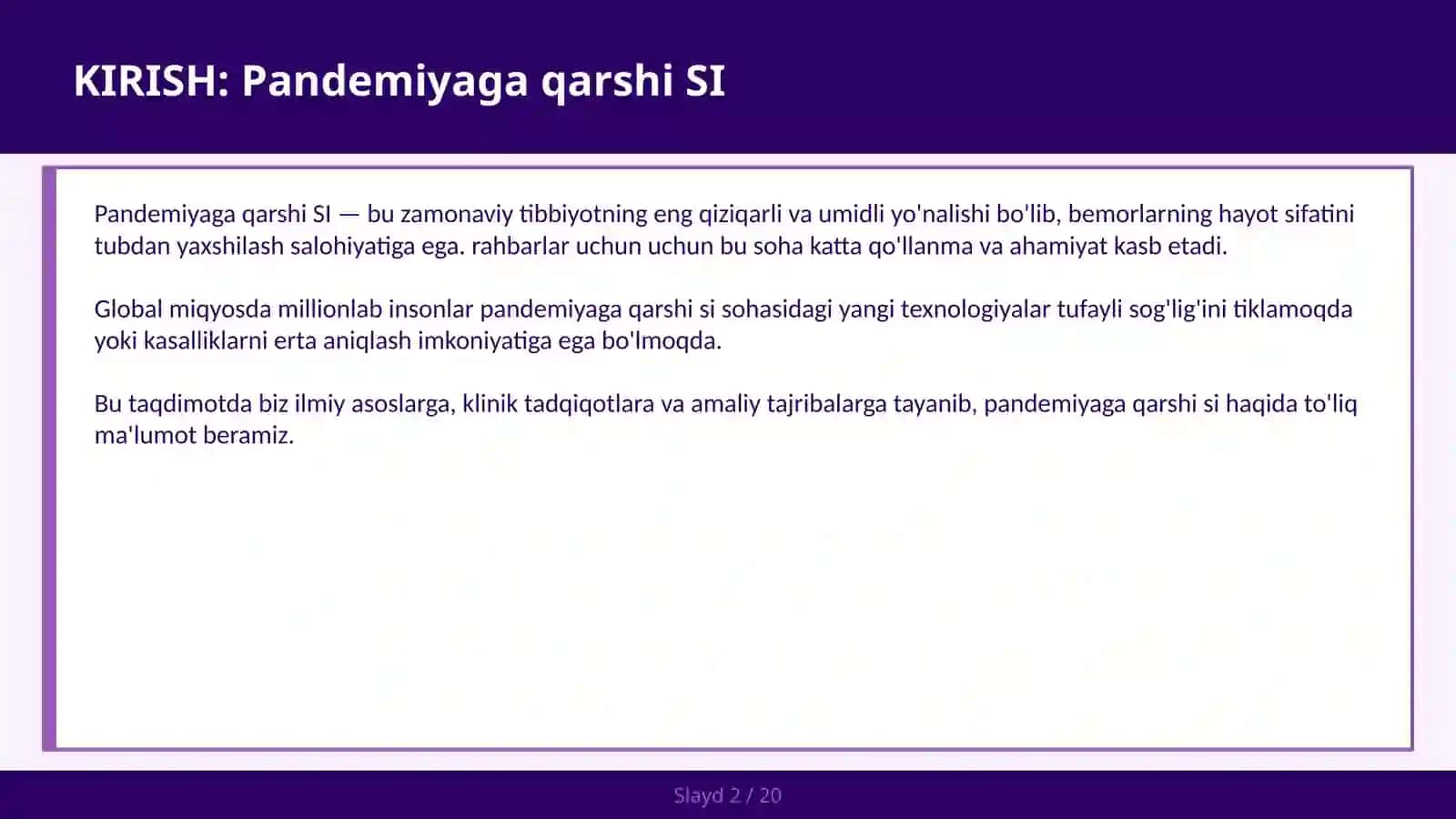 Pandemiyaga qarshi SI 2