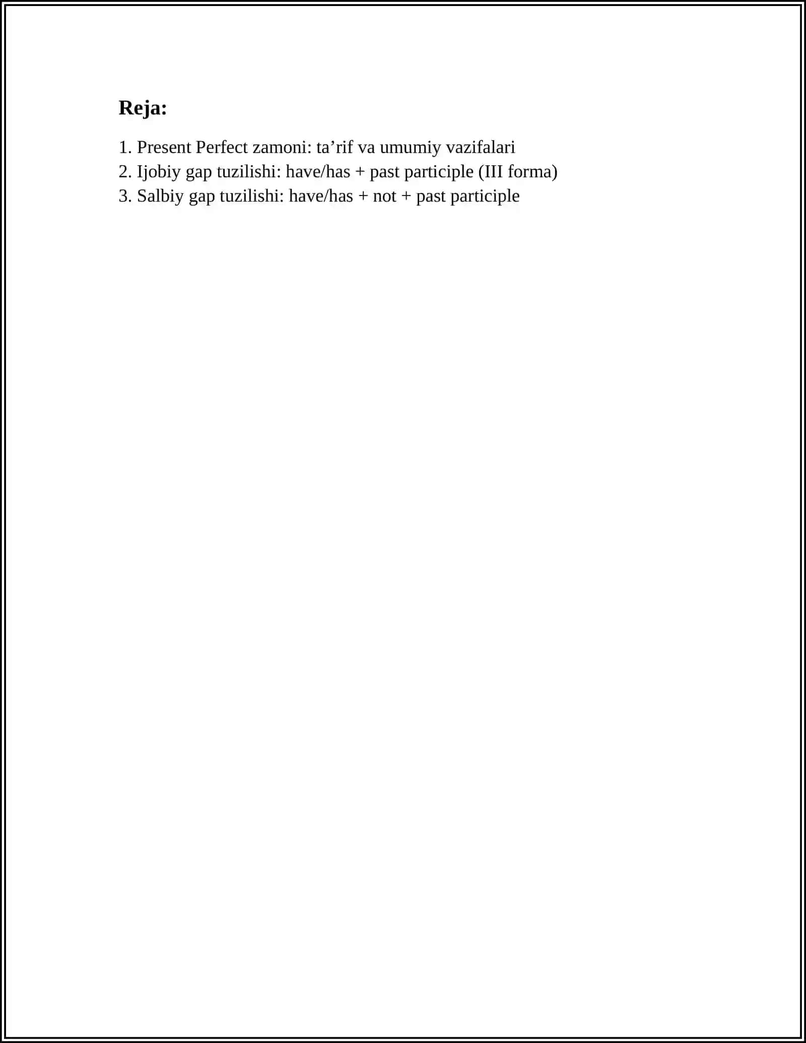 PRESENT PERFECT TENSE 2