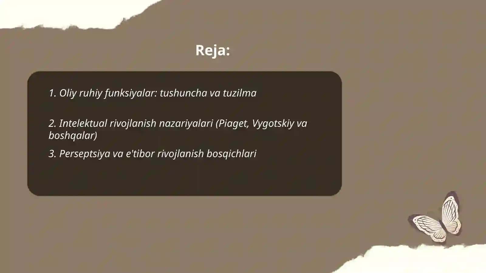 Oliy ruhiy funksiyalar intellektual rivojlanishning asosiy bosqichlari 2