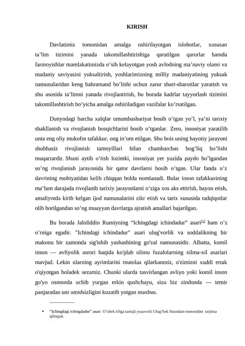 "Ichingdagi ichingdadur" asaridagi men va din xususida 2