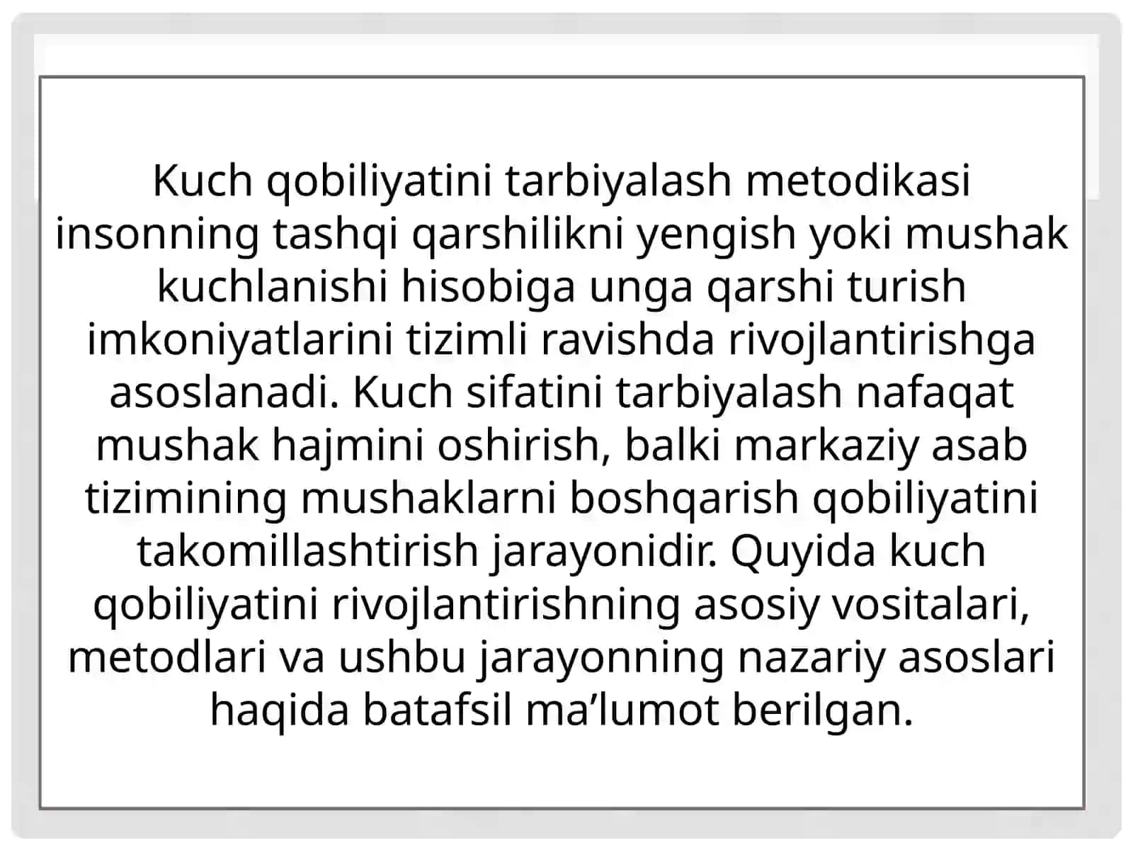 Kuchqobiliyatini tarbiyalash metodikasi 2