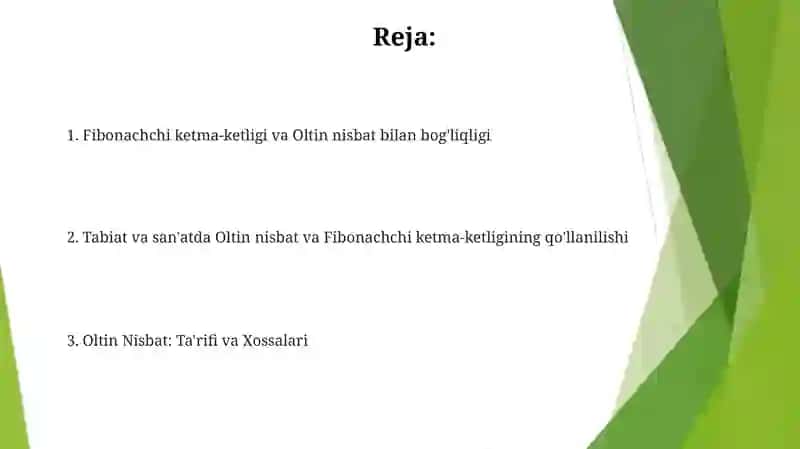 Oltin kesim-Fibonachi sonlari 2