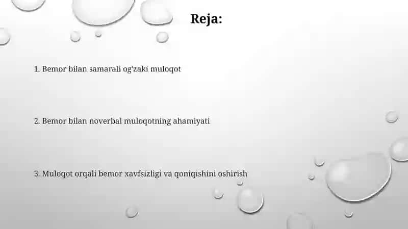 Bemor bilan samarali og'zaki muloqot 2