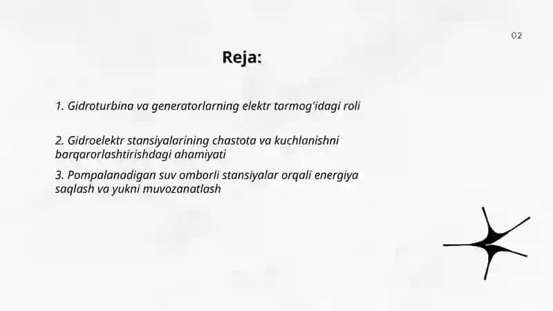 Elektr energetika tarmog'ida gidroenergetik qurilmalari o'rni 2