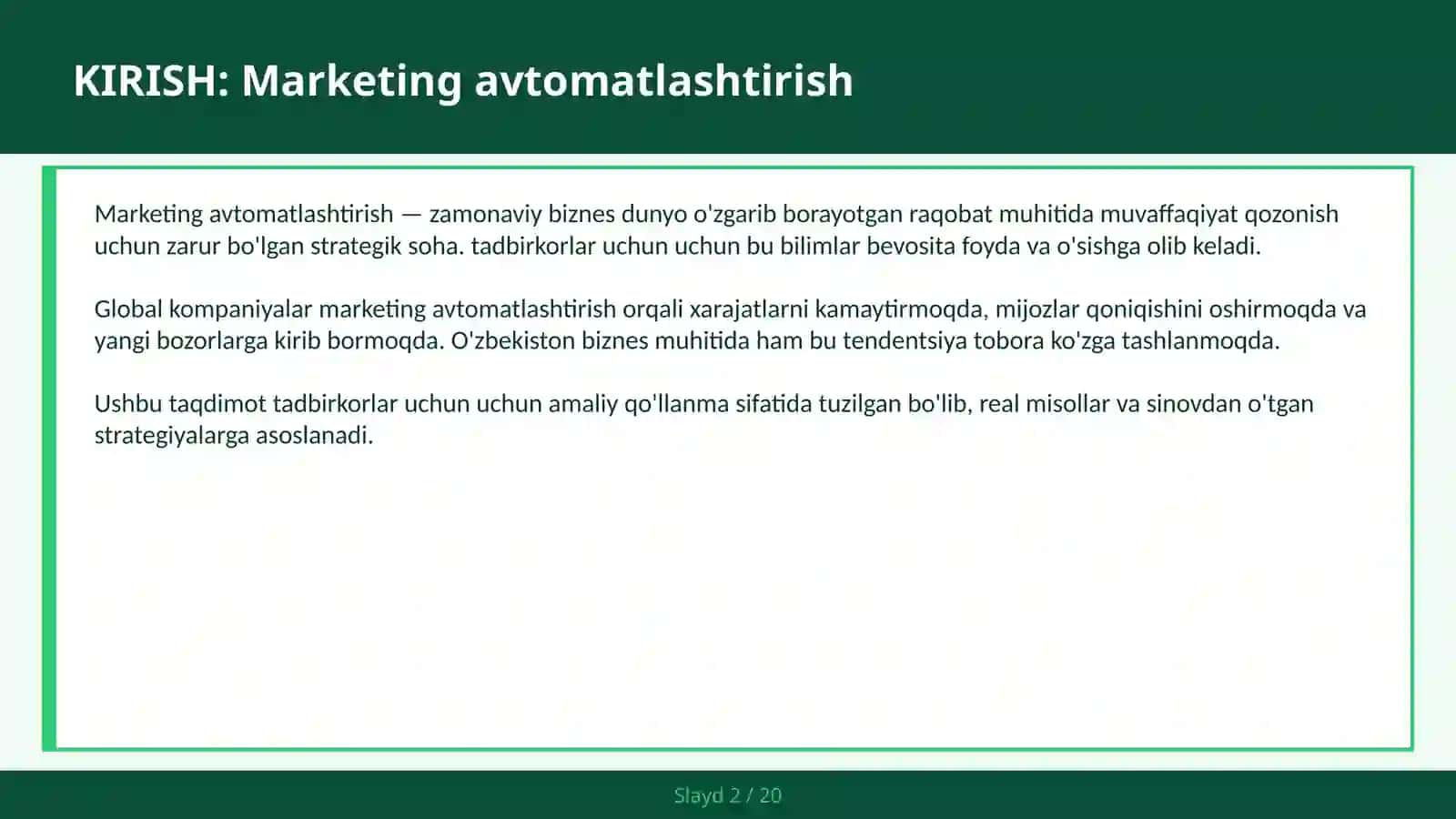 Marketing avtomatlashtirish 2
