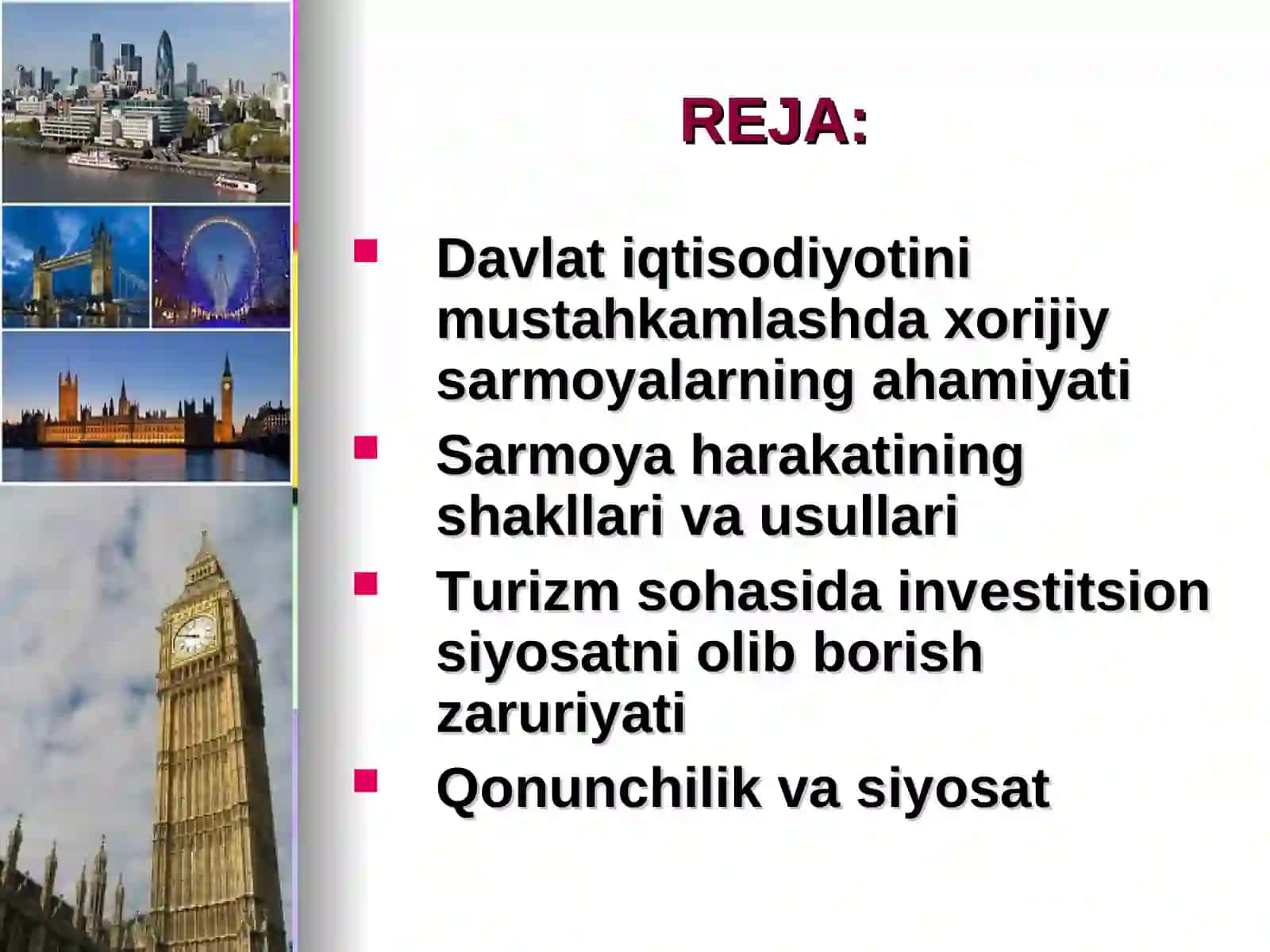 Xalqaro turizmda sarmoyalar jalb etish 2