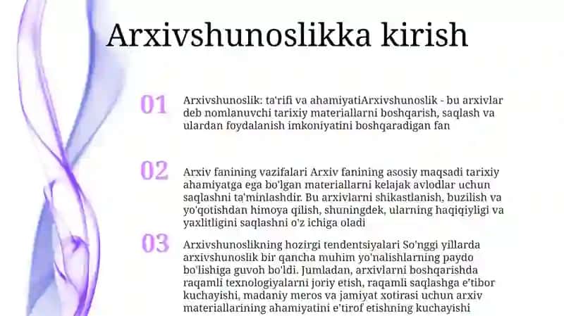 Arxivshunoslik ToʻGʻRisida Umumiy MaʼLumotlar 2