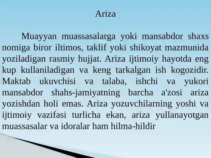 Ariza Yozish 2