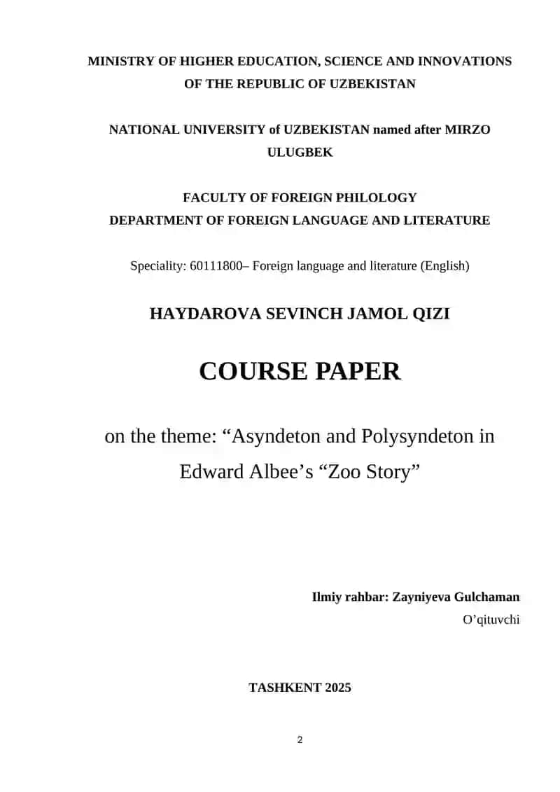 "Asyndeton and Polysyndeton in Edward Albee’s “Zoo Story" 2
